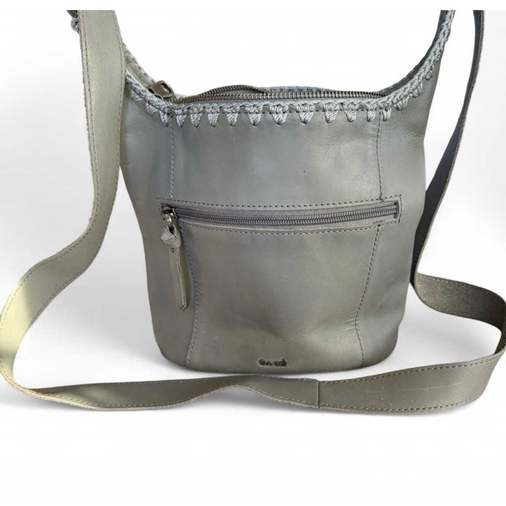 The Sak Grey Leather Hobo Purse, Medium Size With Shoulder Strap